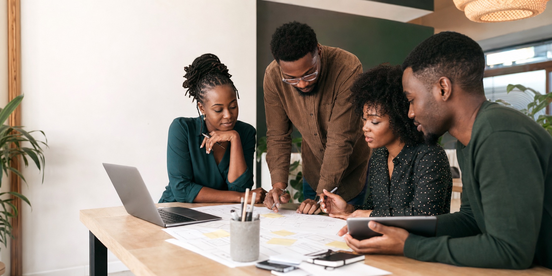 A product team planning a digital experience together